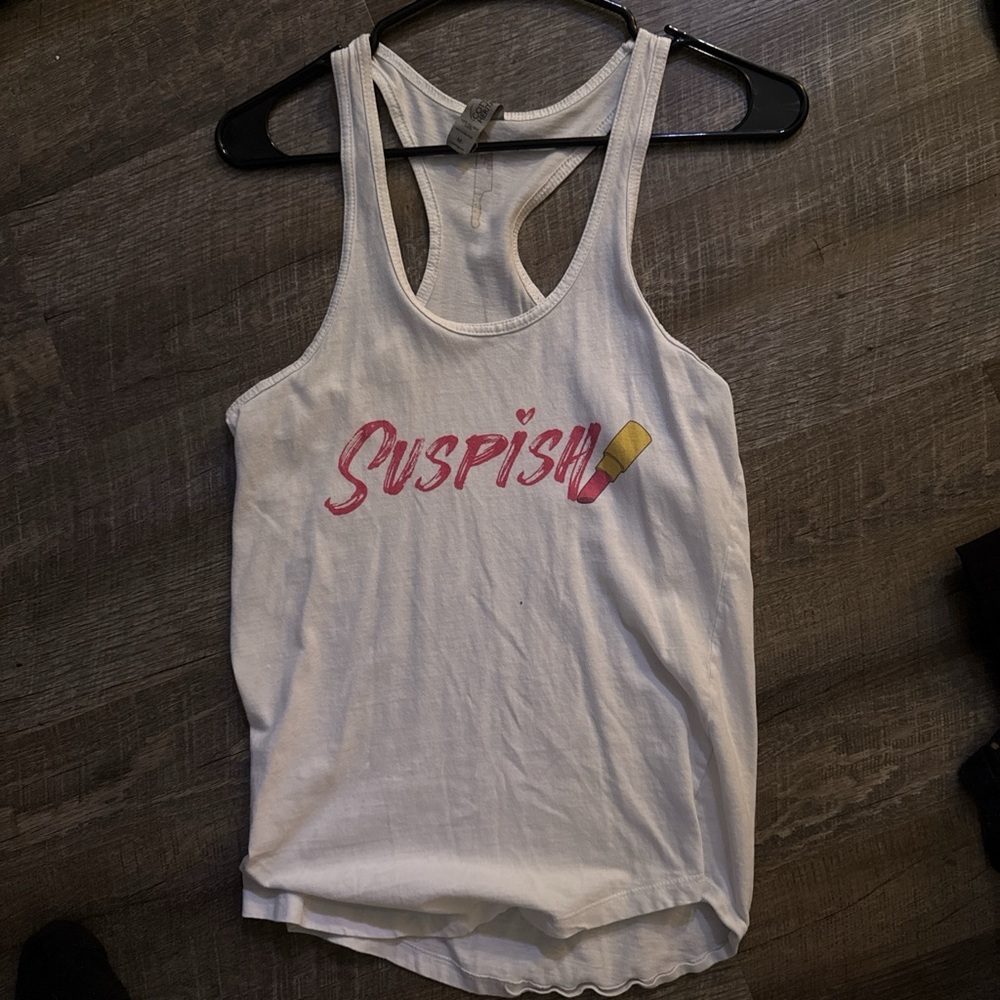 Bailey Sarian White Tank Top with Pink Graphic